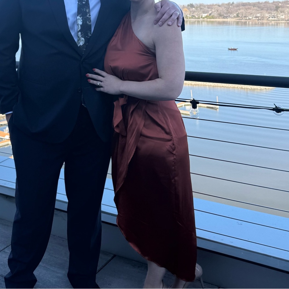 Elegant Rust Satin Dress